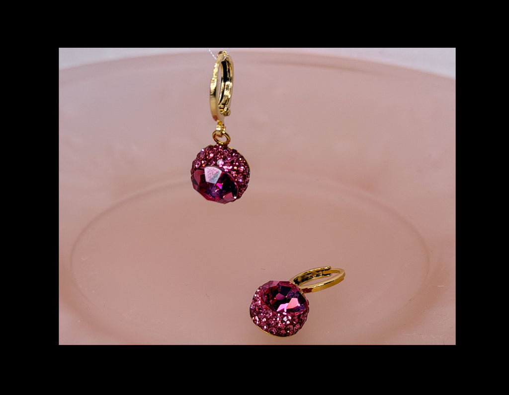 Sparkle Drop Earrings Fuchsia