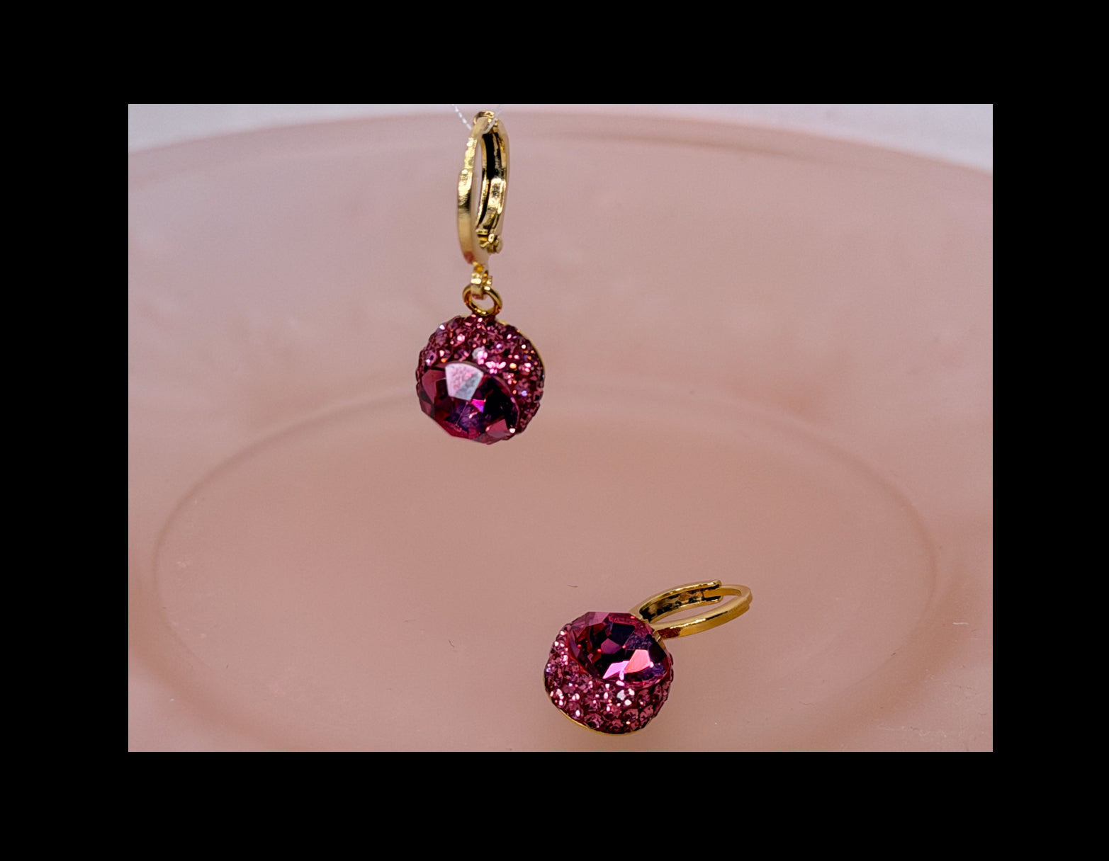 Sparkle Drop Earrings Fuchsia