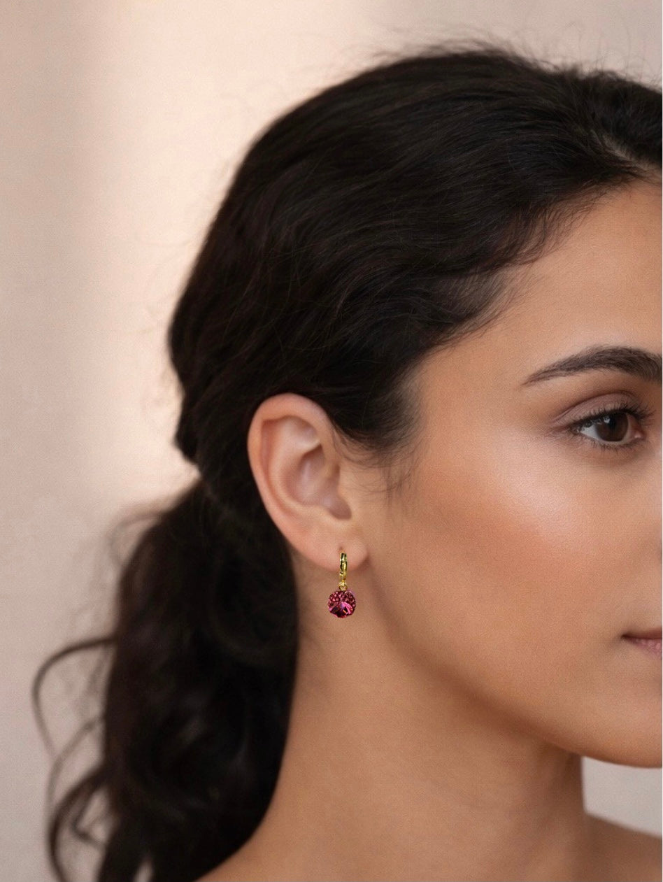Sparkle Drop Earrings Fuchsia