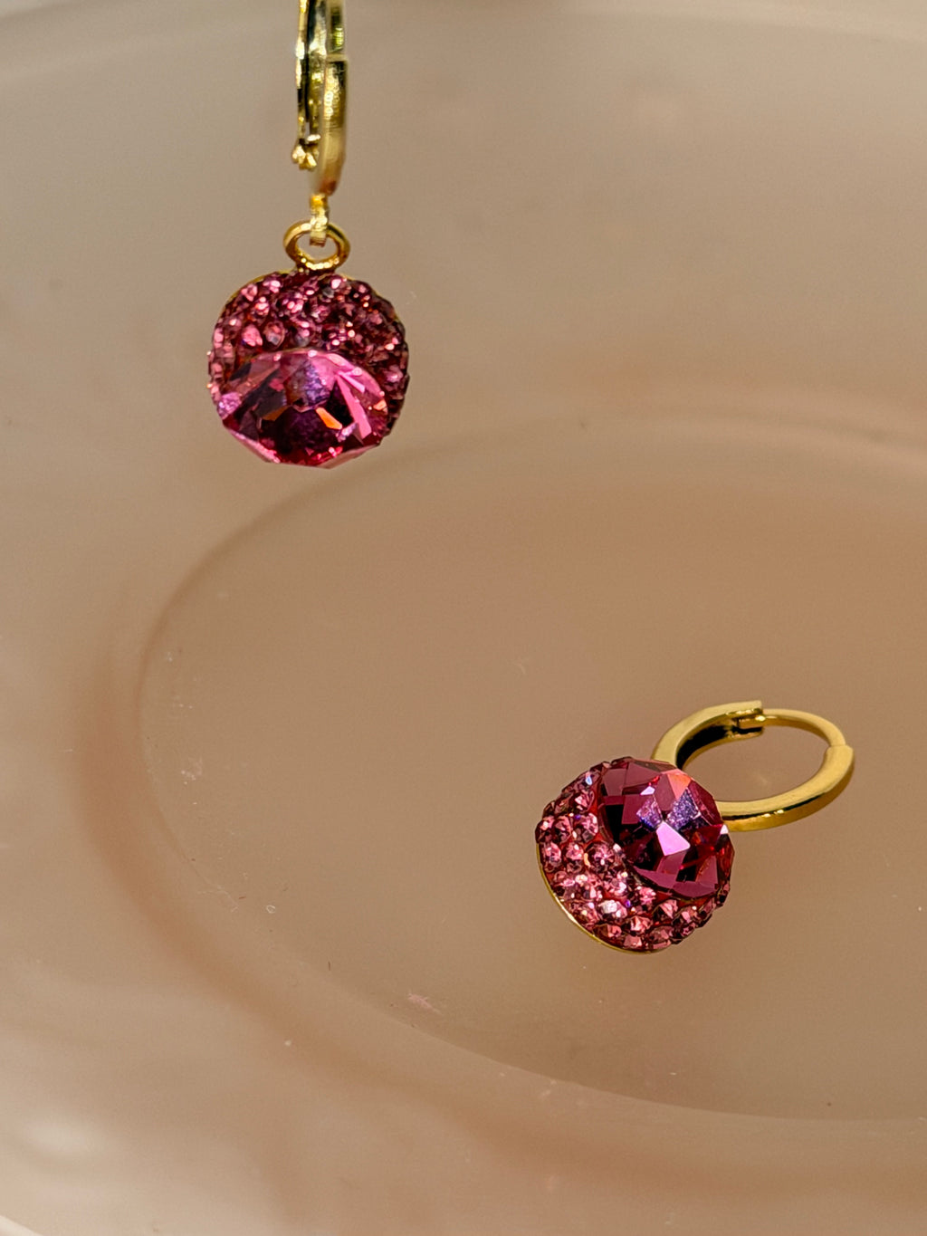 Sparkle Drop Earrings Fuchsia
