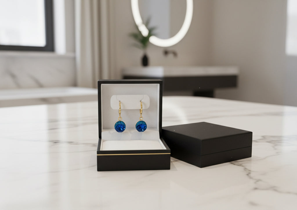 Sparkle Drop Earrings Royal Blue