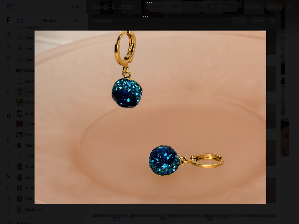 Sparkle Drop Earrings Royal Blue