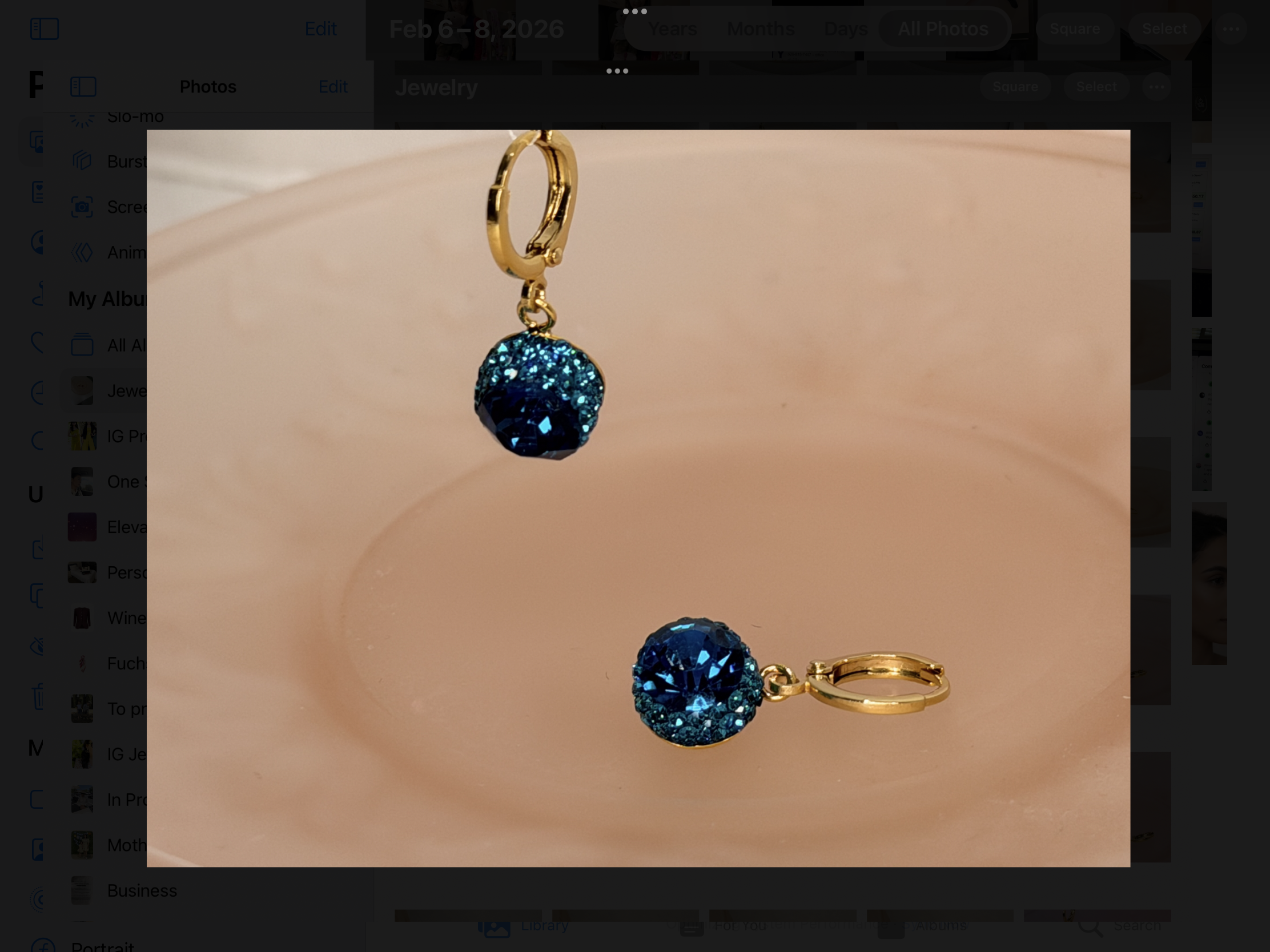 Sparkle Drop Earrings Royal Blue