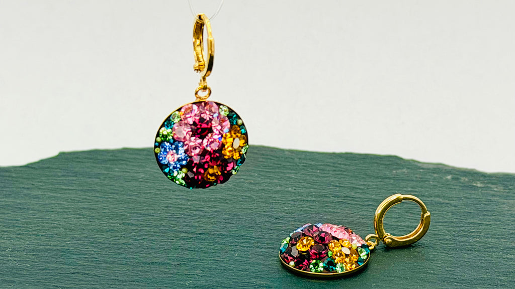 Floral Crystal Drop Earrings