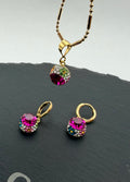 Sparkle Drop Earrings and Pendant Fuchsia/White Mosaic