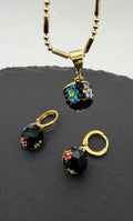 Sparkle Drop Earrings and Pendant Black/Black Mosaic