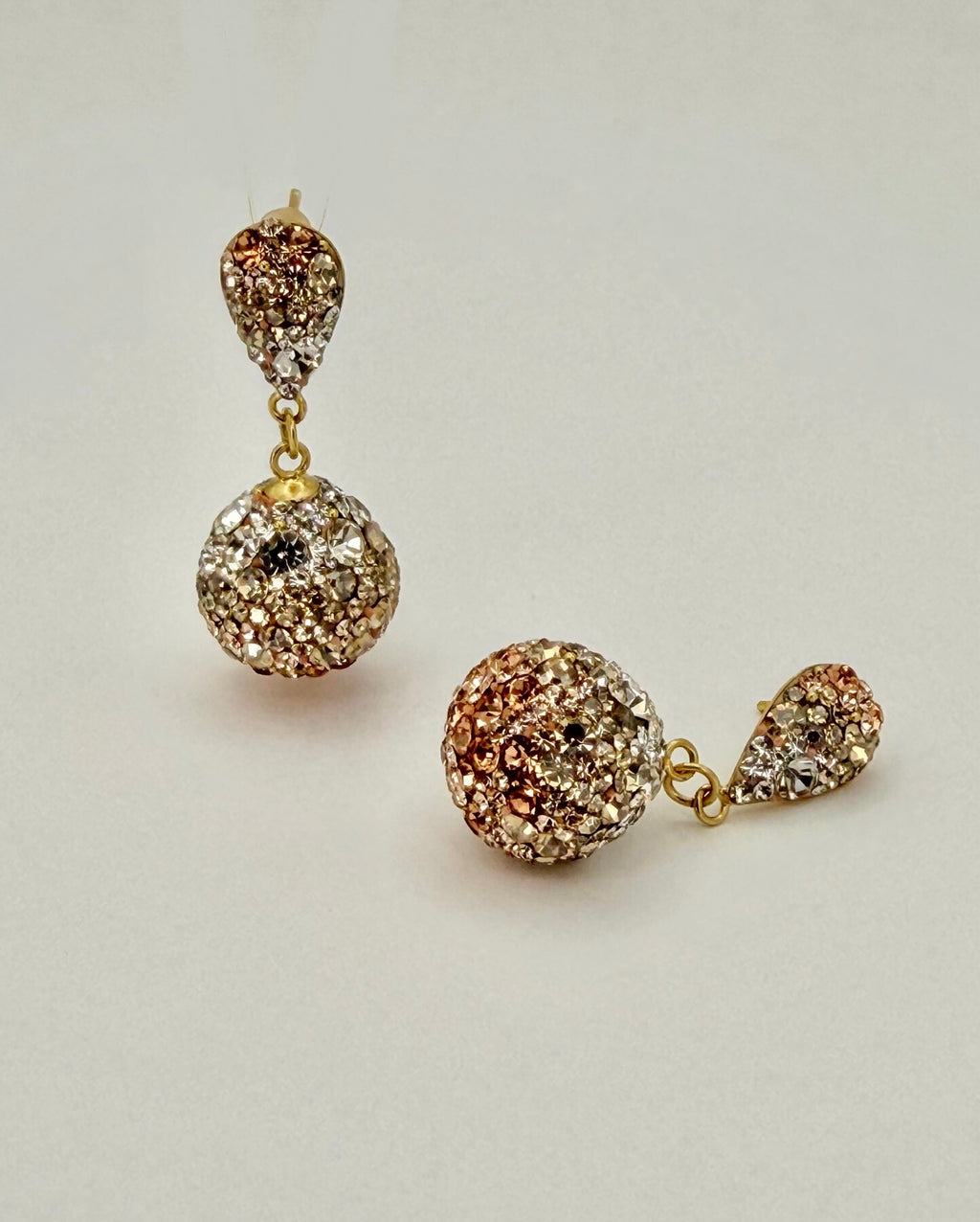 Champagne Gradient Crystal Sphere Drop Earrings XL