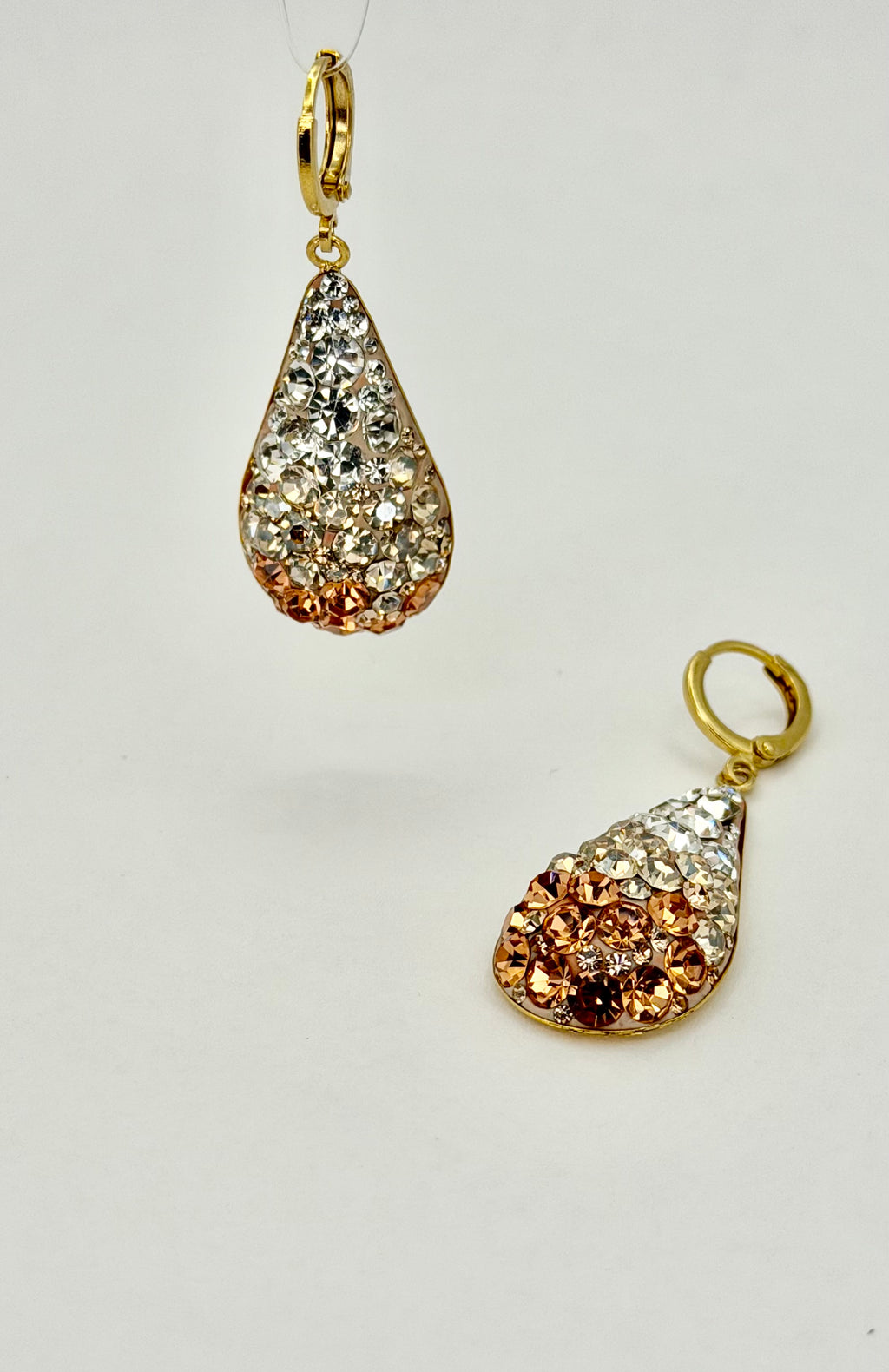 Champagne Gradient Crystal Long Tear Drop  Earrings