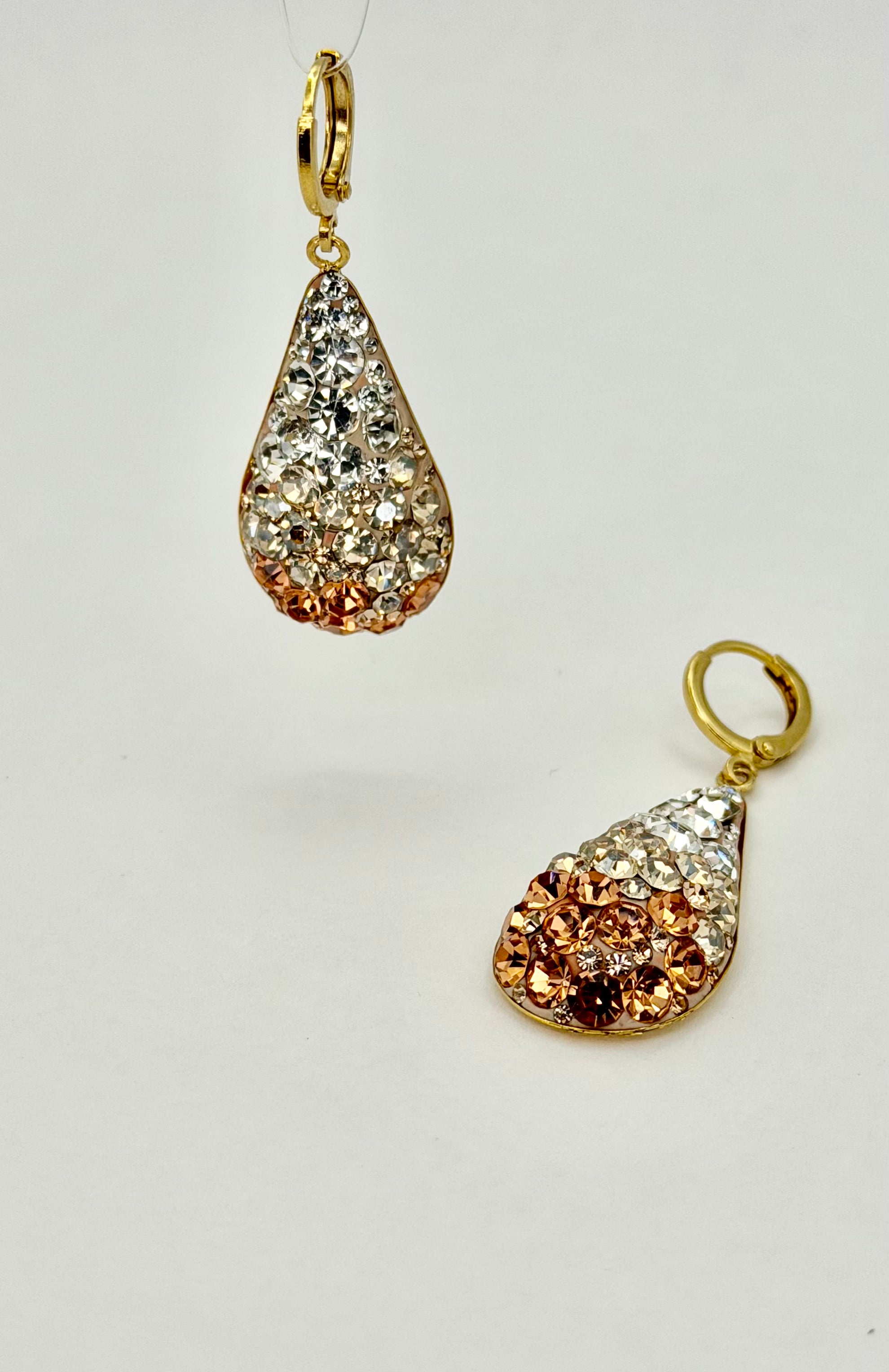 Champagne Gradient Crystal Long Tear Drop  Earrings