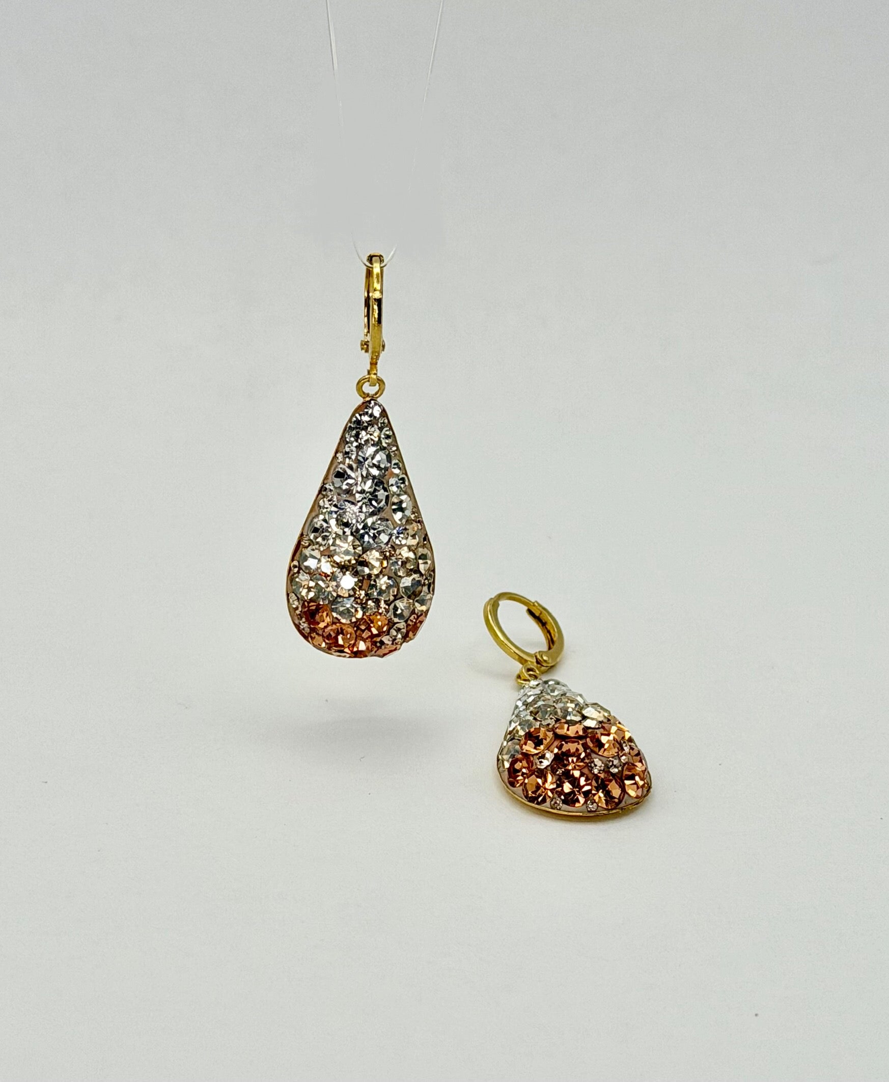 Champagne Gradient Crystal Long Tear Drop  Earrings