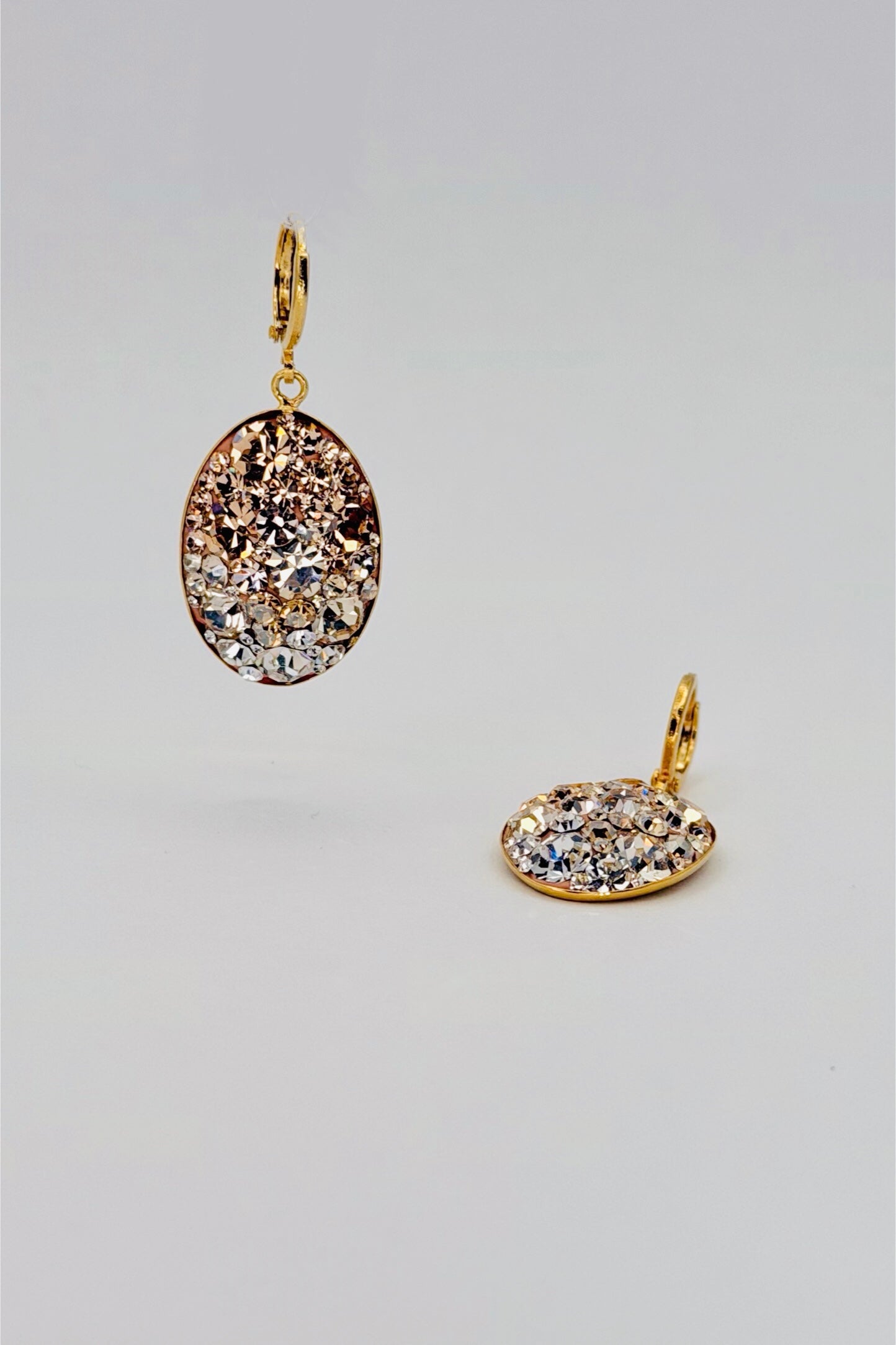 Champagne Gradient Crystal Drop Oval Earrings