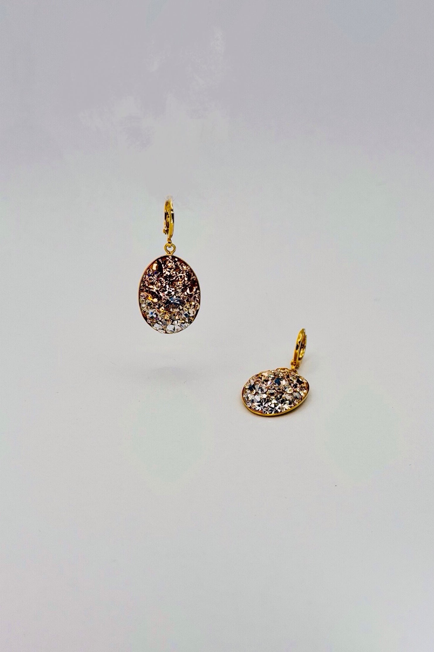 Champagne Gradient Crystal Drop Oval Earrings