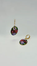 Floral Crystal Oval Drop Earrings