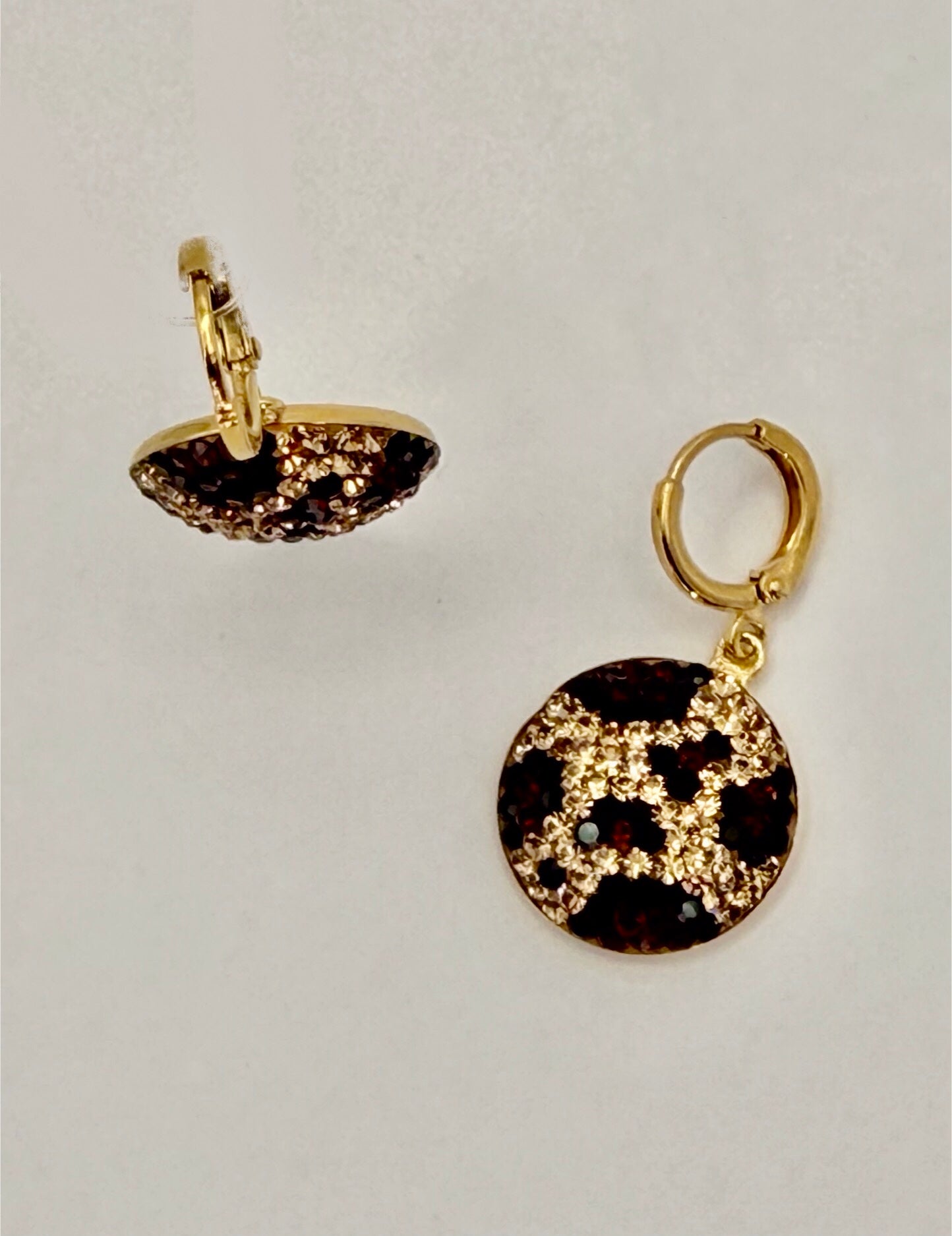 Gold Animal Print Crystal Drop Earrings
