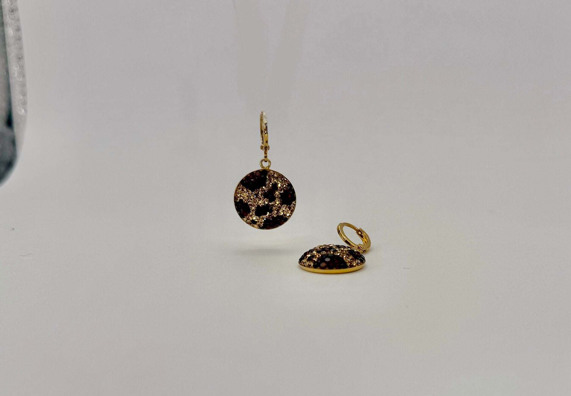 Gold Animal Print Crystal Drop Earrings