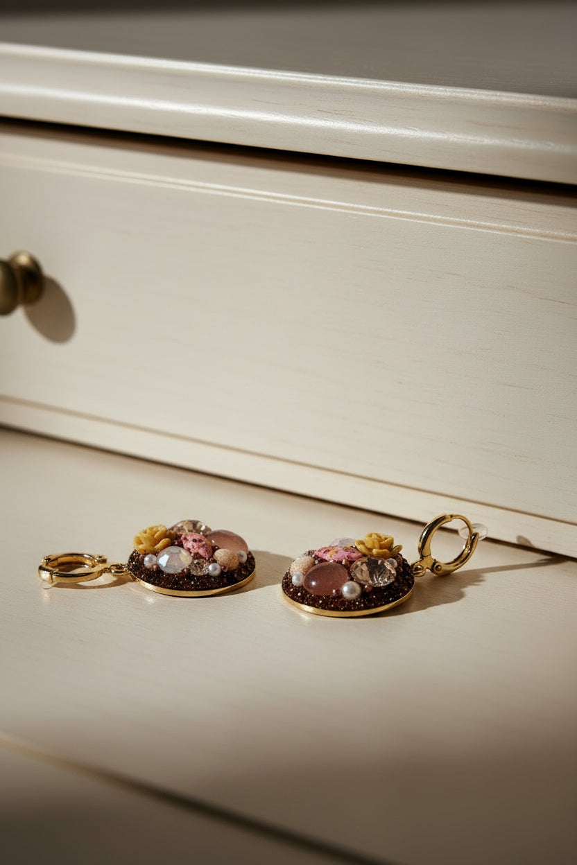 Floral Mosaic Drop Earrings