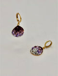 Purple Ombre Crystal Short Tear Drop Earrings