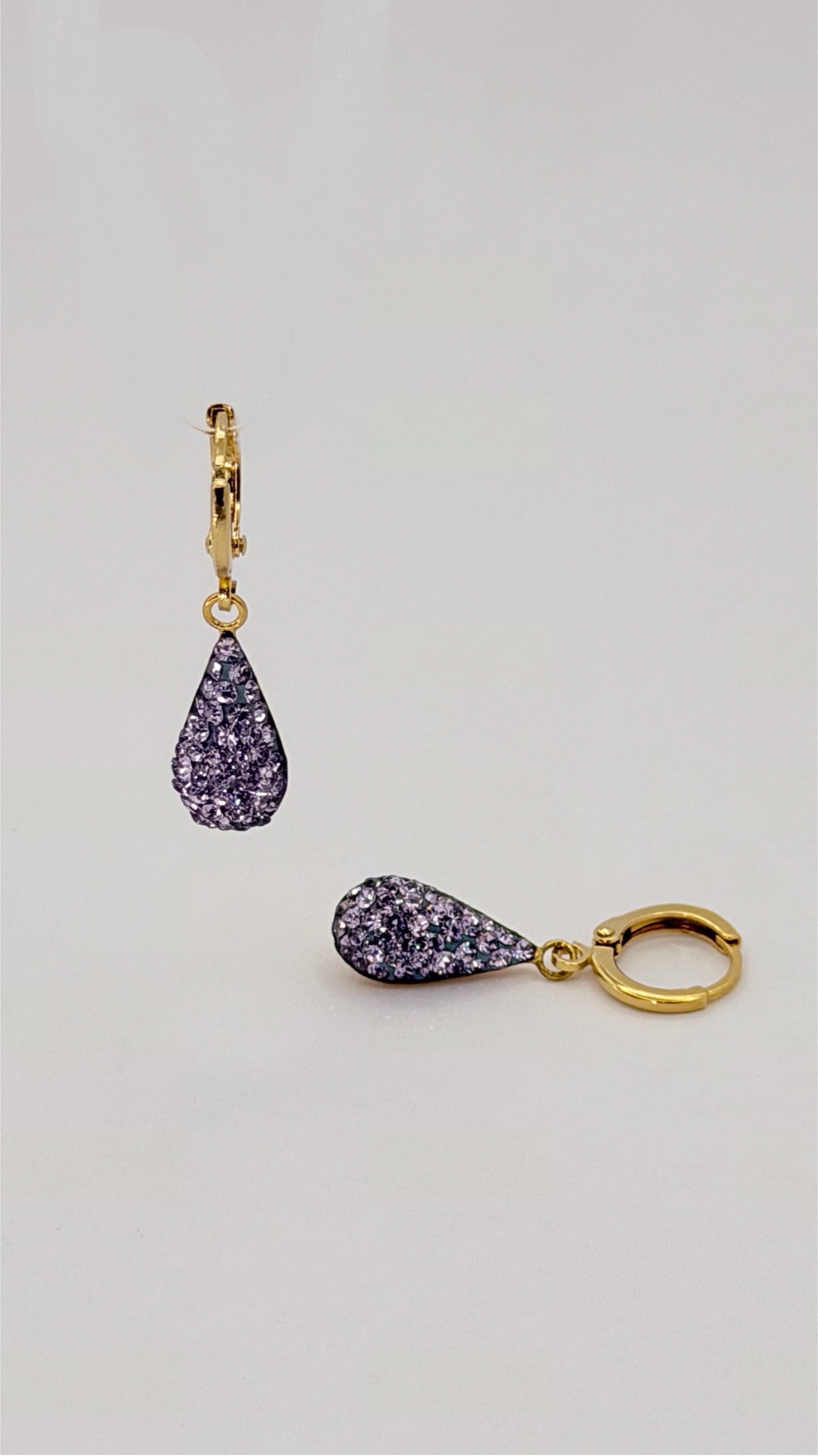 Sparkle Tear Drop Earrings Lilac