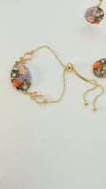 Floral Lilac Crystal  Oval Bracelet