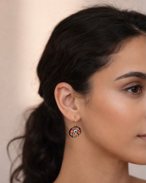 Floral Mosaic Drop Earrings