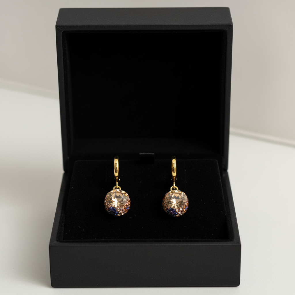 Champagne Earrings in Black Box