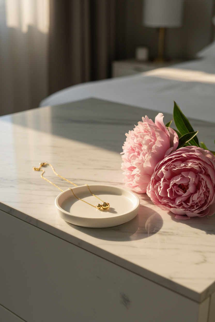 Gold Orb Cluster Necklace - Jewelry Plate & Peonies