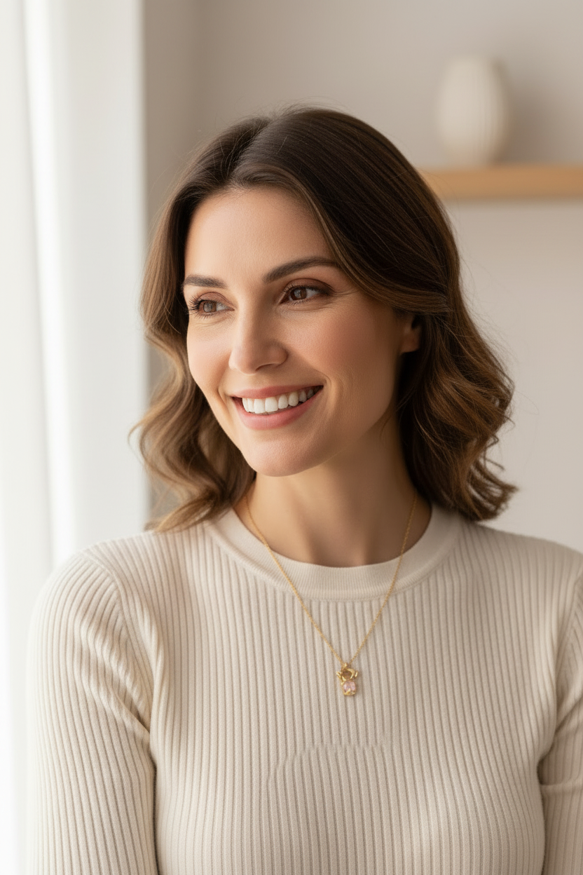 Mom with Girl Pink Hope Necklace