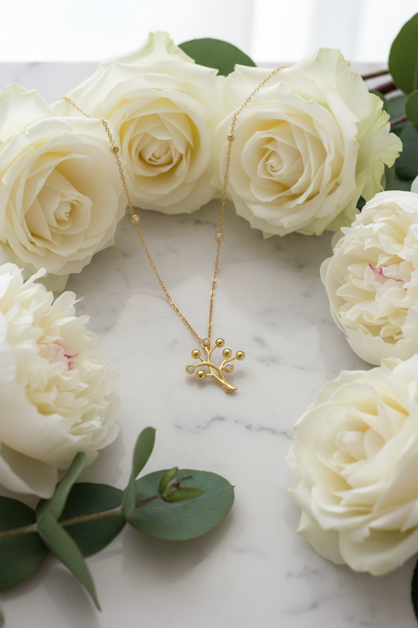 Tree Necklace with Flowers